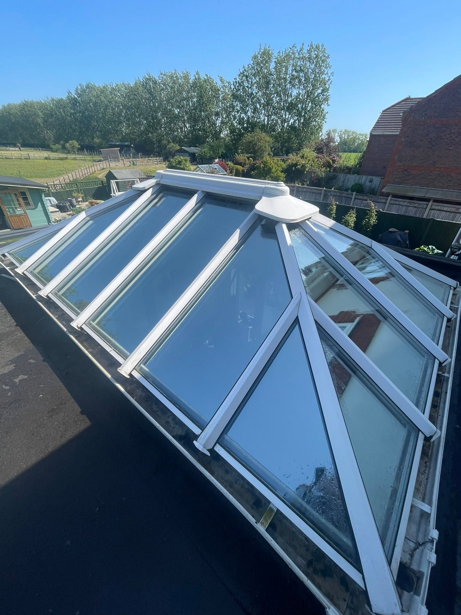 Cleaned roof lantern and conservatory roof glass